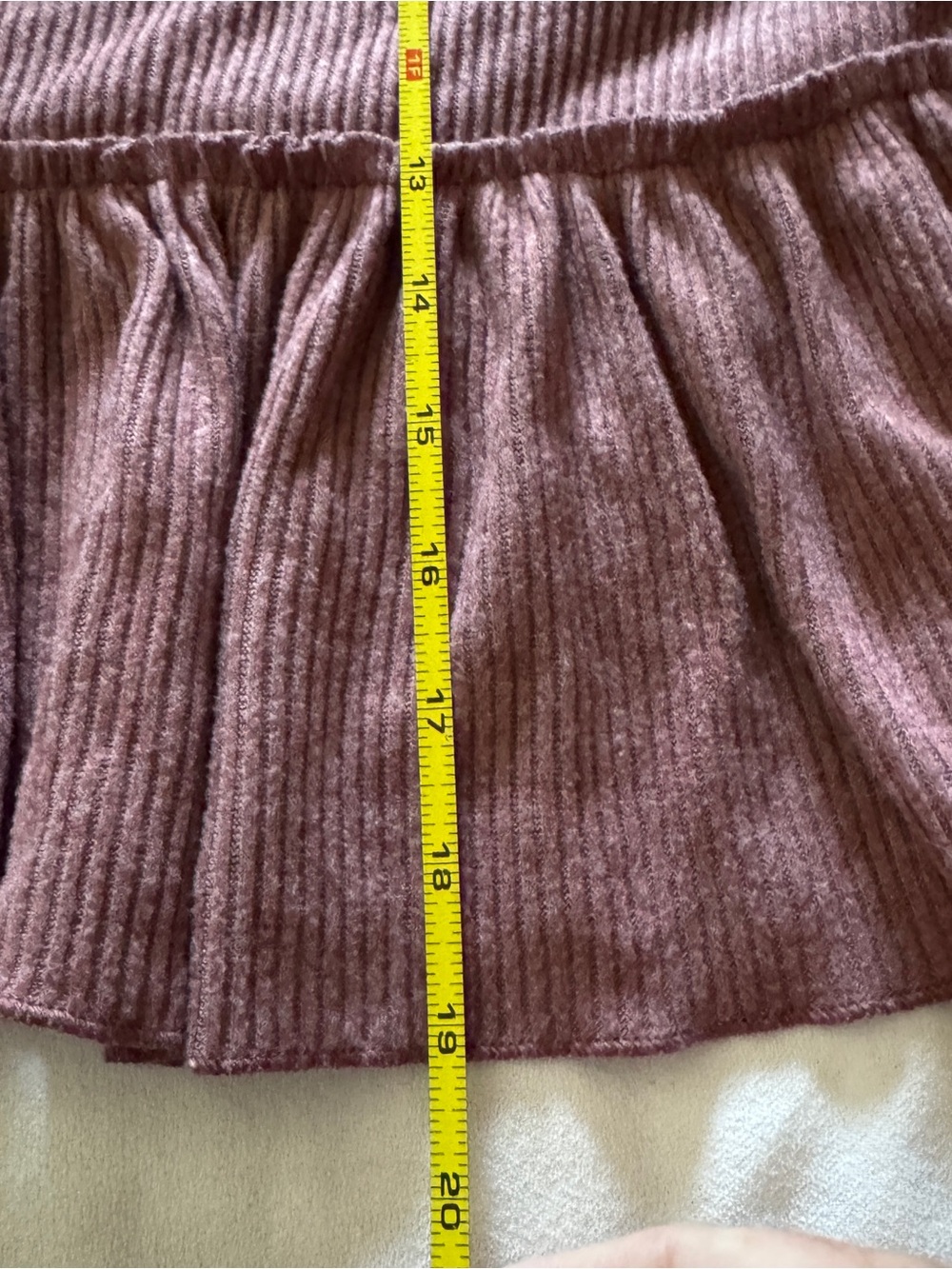 Altar'd State Mauve Ribbed Ruffle Peplum Top - Picture 7 of 7